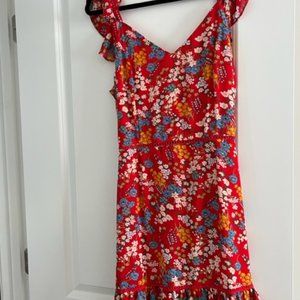 Ambition Red Floral MIni Dress (size L)